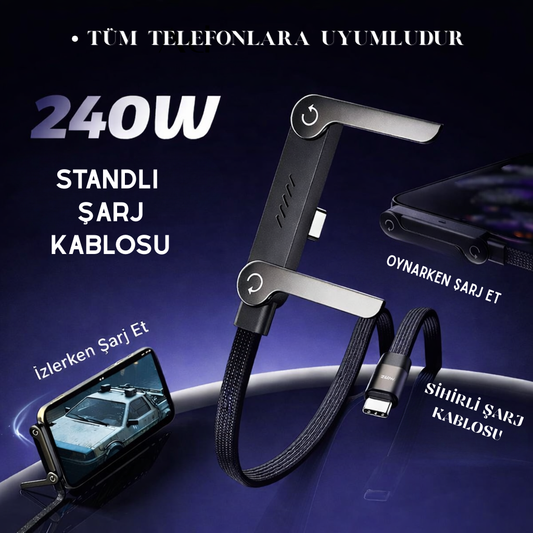 TEK  KABLOYLA  HEM HIZLI  ŞARJ HEM TELEFON STANDI