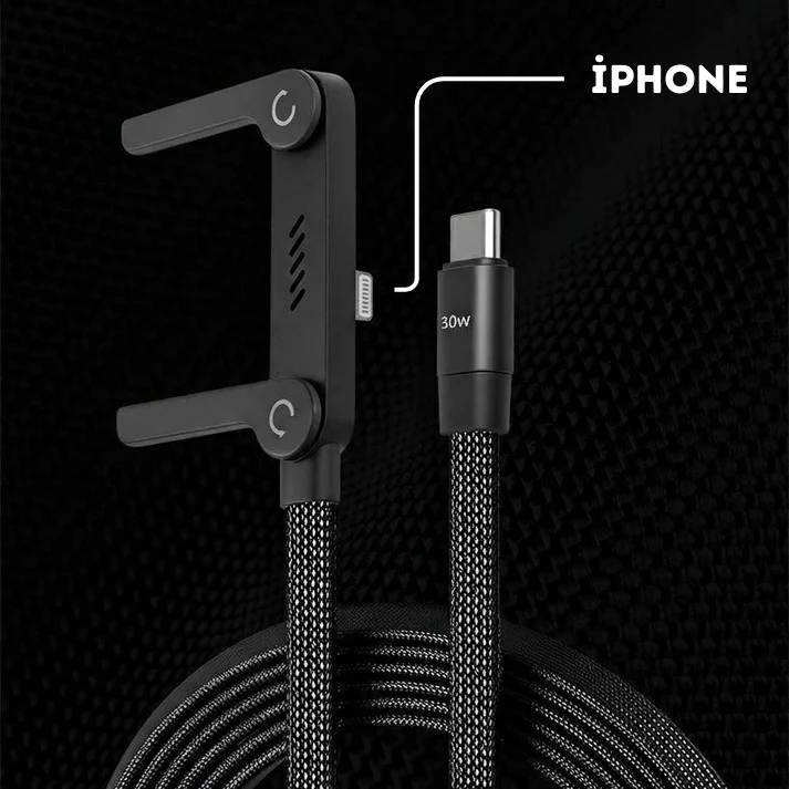 TEK  KABLOYLA  HEM HIZLI  ŞARJ HEM TELEFON STANDI